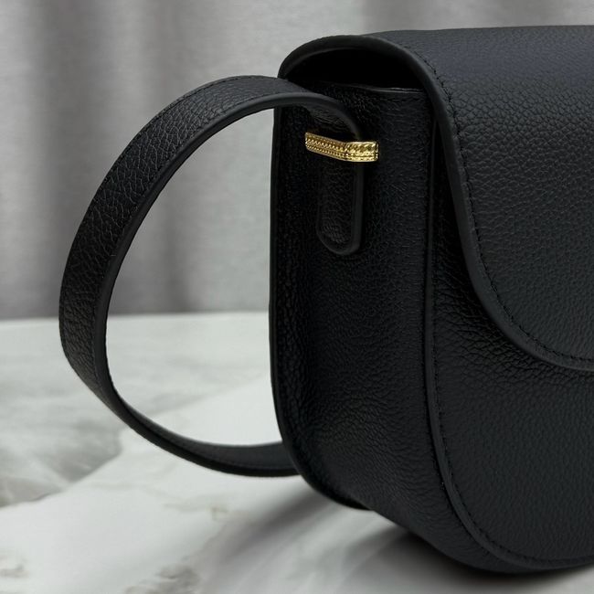 Medium Dior Medaillon Flap Bag Grained Calfskin M3920QD black