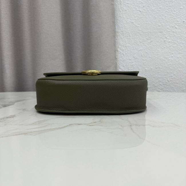 Medium Dior Medaillon Flap Bag Grained Calfskin M3920QD Khaki Medium Dior Medaillon Flap Bag Grained Calfskin M3920QD Khaki