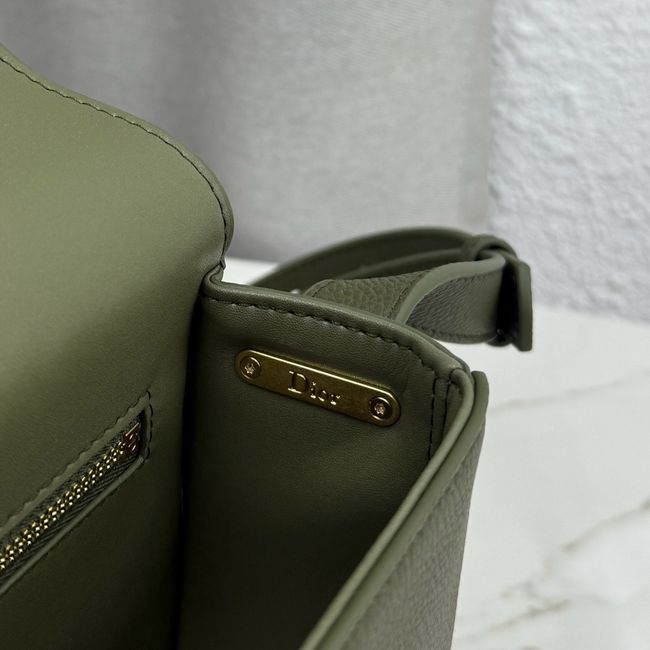 Medium Dior Medaillon Flap Bag Grained Calfskin M3920QD Khaki Medium Dior Medaillon Flap Bag Grained Calfskin M3920QD Khaki