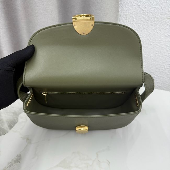 Medium Dior Medaillon Flap Bag Grained Calfskin M3920QD Khaki Medium Dior Medaillon Flap Bag Grained Calfskin M3920QD Khaki
