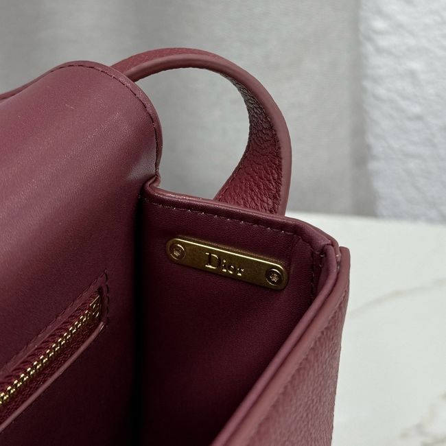 Medium Dior Medaillon Flap Bag Grained Calfskin M3920QD burgundy Medium Dior Medaillon Flap Bag Grained Calfskin M3920QD burgundy