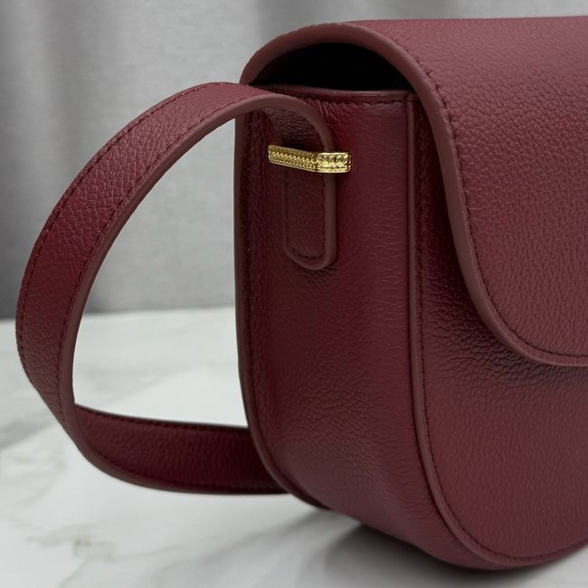 Medium Dior Medaillon Flap Bag Grained Calfskin M3920QD burgundy Medium Dior Medaillon Flap Bag Grained Calfskin M3920QD burgundy
