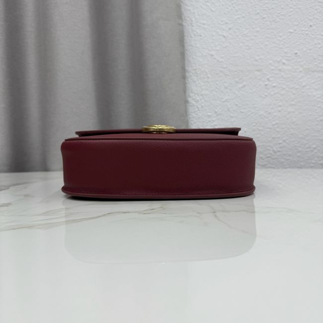 Medium Dior Medaillon Flap Bag Grained Calfskin M3920QD burgundy Medium Dior Medaillon Flap Bag Grained Calfskin M3920QD burgundy