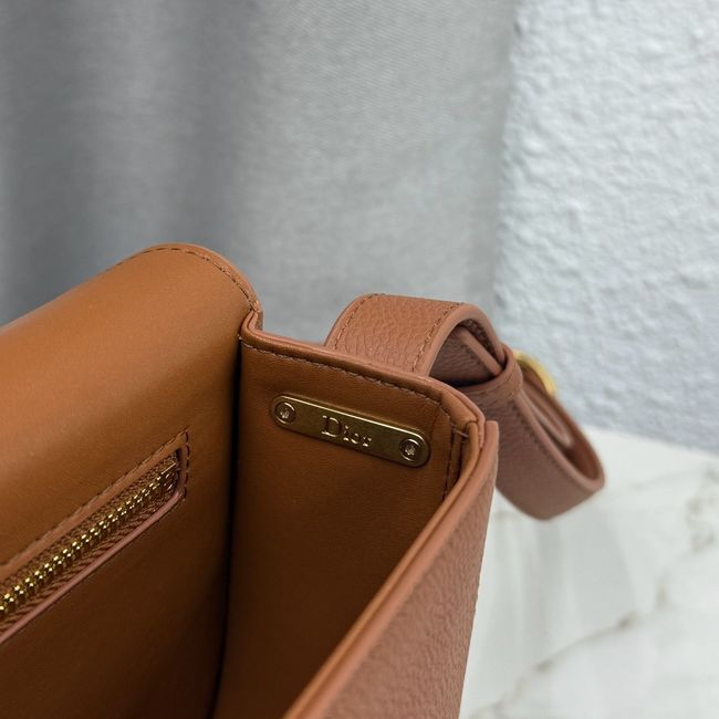 Medium Dior Medaillon Flap Bag Grained Calfskin M3920QD camel