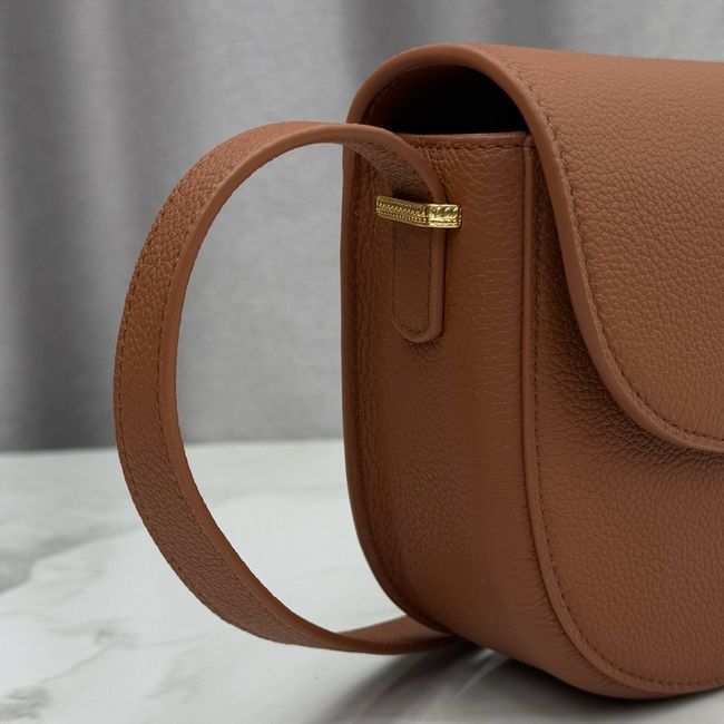Medium Dior Medaillon Flap Bag Grained Calfskin M3920QD camel