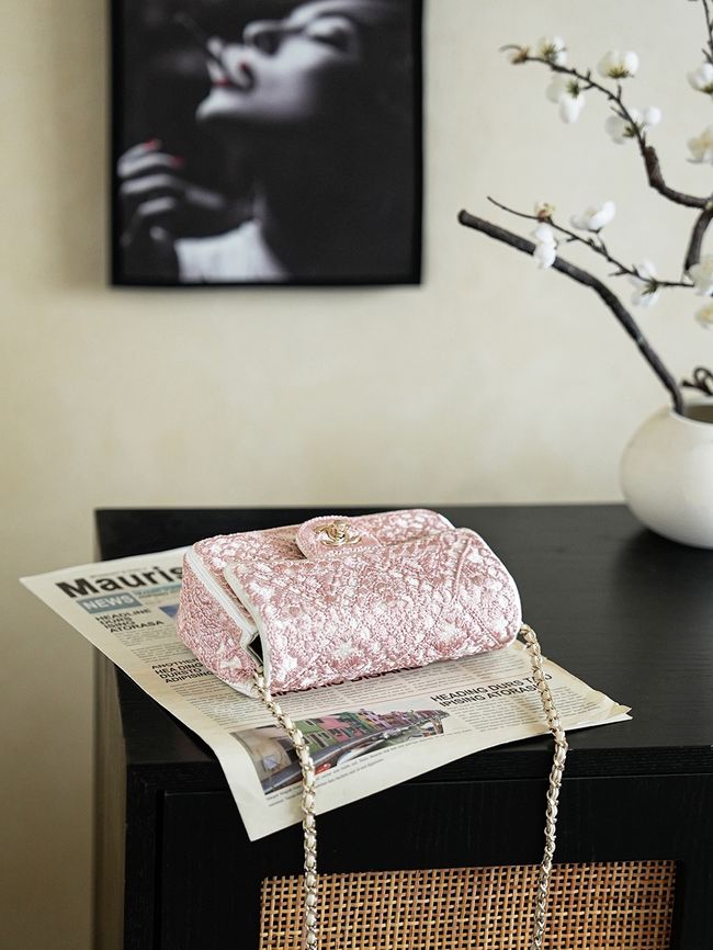 CHANEL Evening Bag embroidery AS4298-3 pink