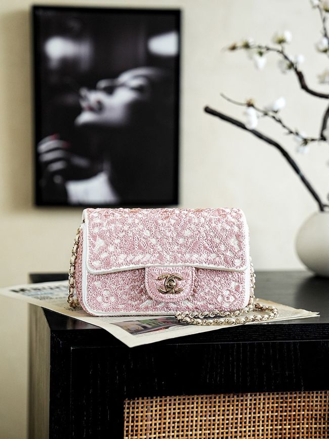 CHANEL Evening Bag embroidery AS4298-3 pink