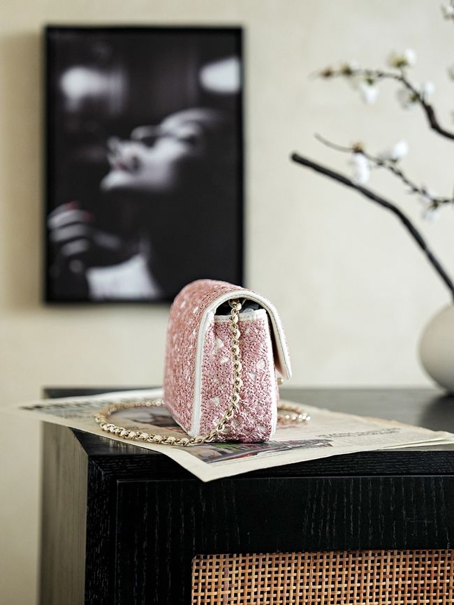 CHANEL Evening Bag embroidery AS4298-3 pink