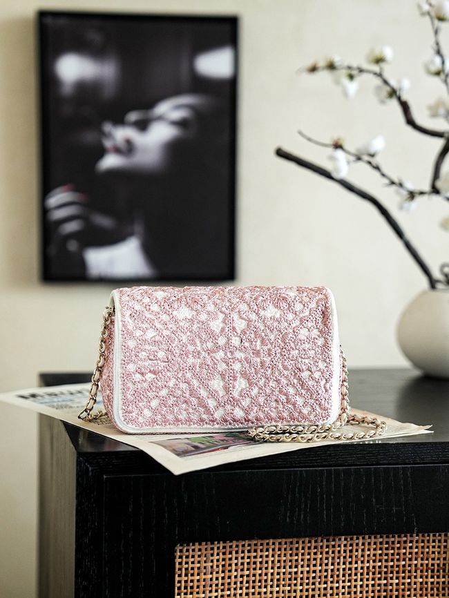 CHANEL Evening Bag embroidery AS4298-3 pink