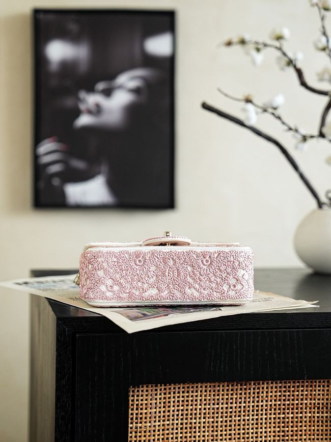 CHANEL Evening Bag embroidery AS4298-3 pink