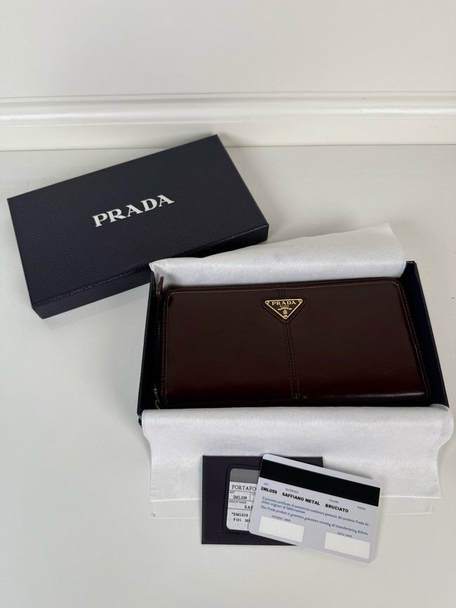 Prada Leather pouch 1MB051 dark brown