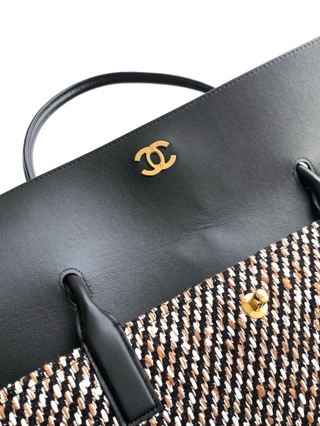 Chanel 26S Grained Calfskin Shopping Bag AS6289 black&Fabric Chanel 26S Grained Calfskin Shopping Bag AS6289 black&Fabric