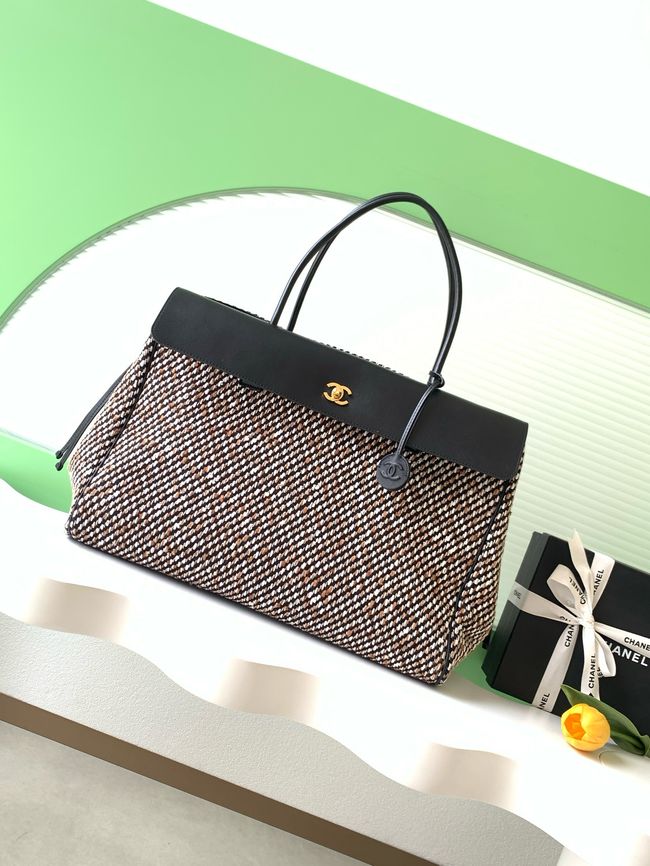 Chanel 26S Grained Calfskin Shopping Bag AS6289 black&Fabric