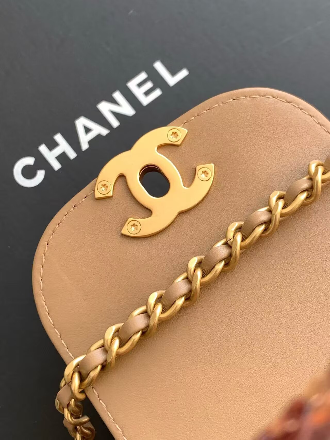 CHANEL Mini Shopping Bag Sequin Kelly Handle Bag AS4416 Brown