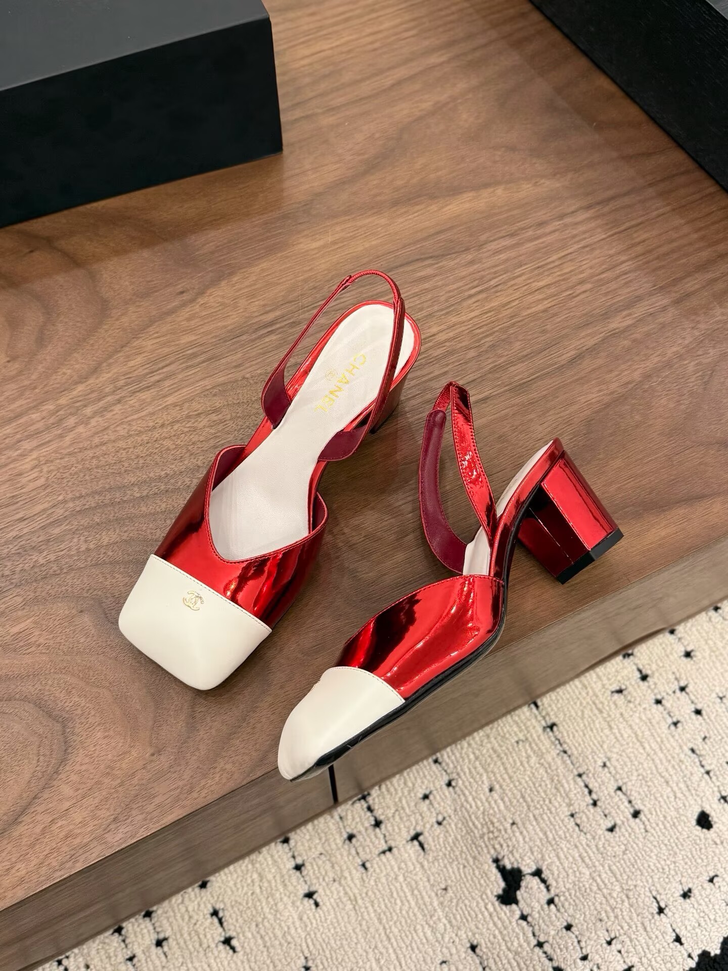 Chanel Pumps Lambskin heel G47189 White&Red