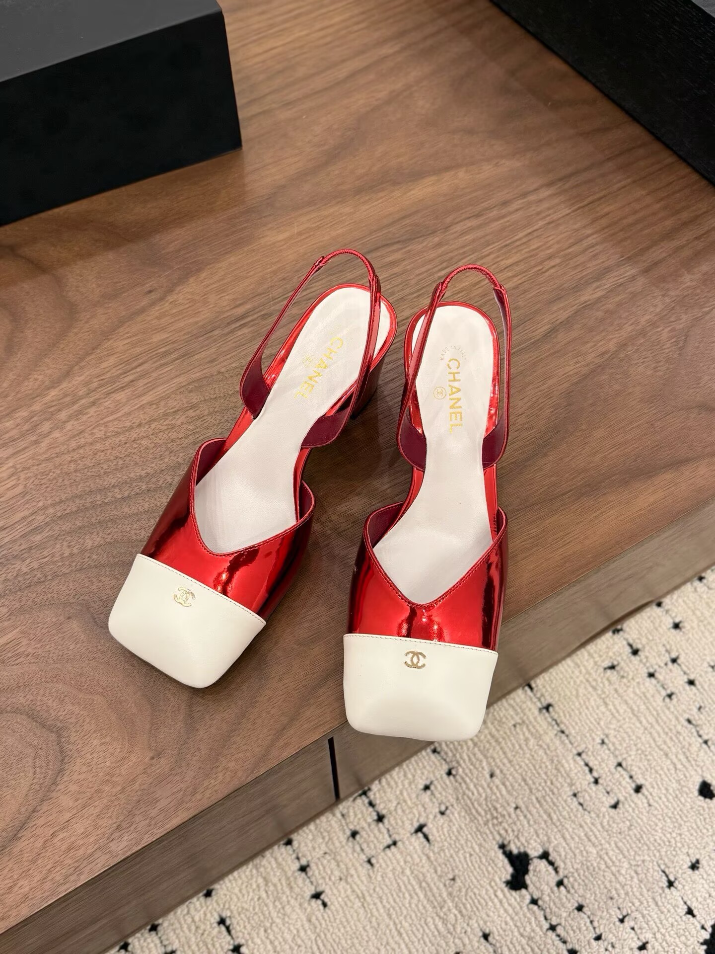Chanel Pumps Lambskin heel G47189 White&Red