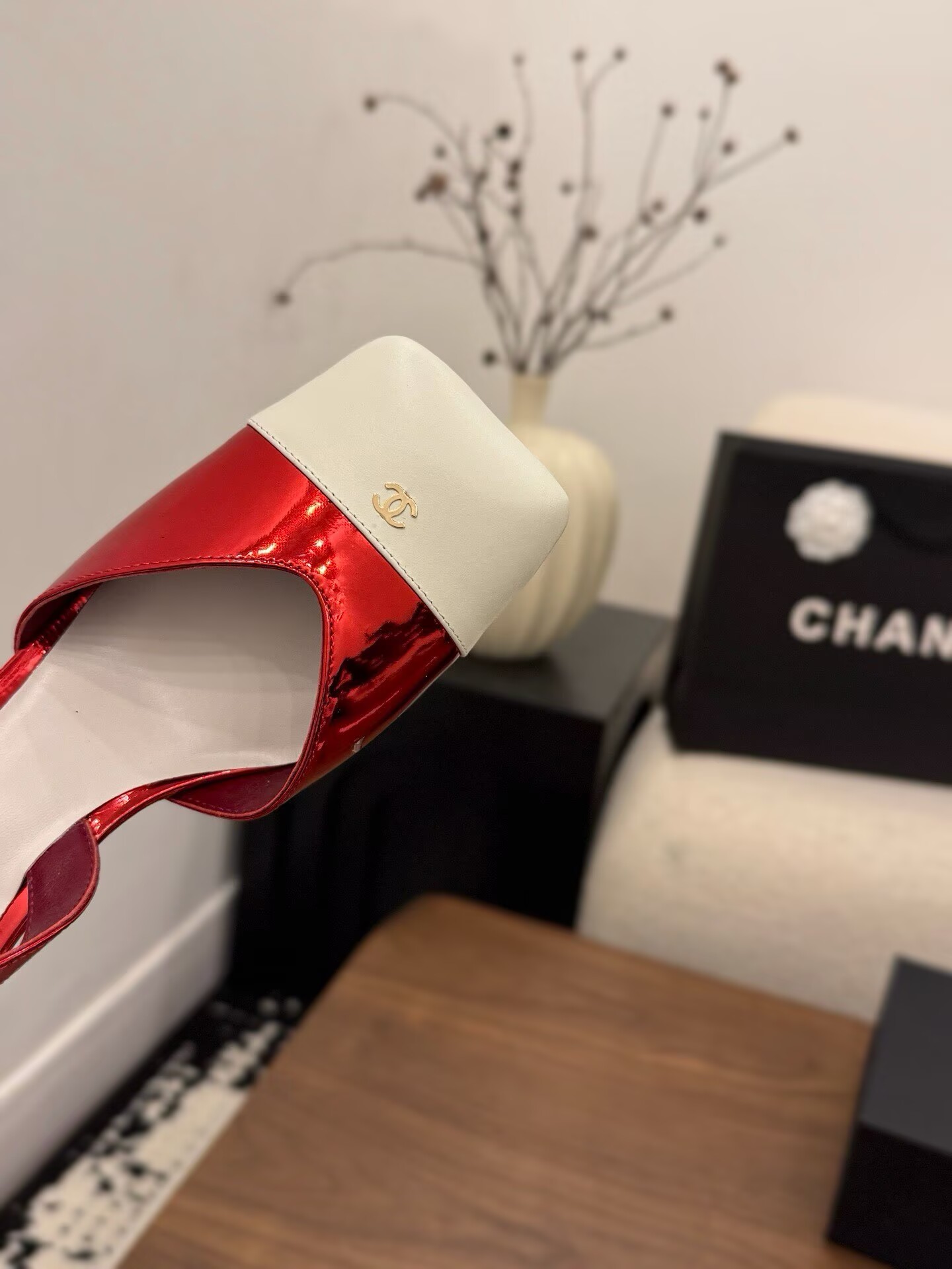 Chanel Pumps Lambskin heel G47189 White&Red