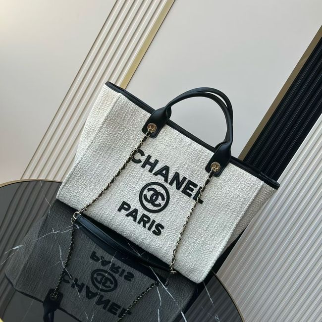 CHANEL Shopping Bag AS3251 white&black