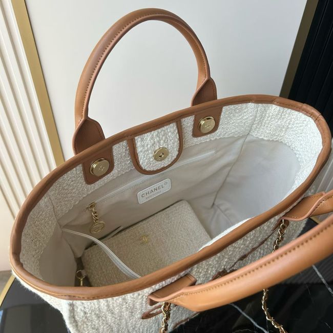 CHANEL Shopping Bag AS3257 white&Apricot