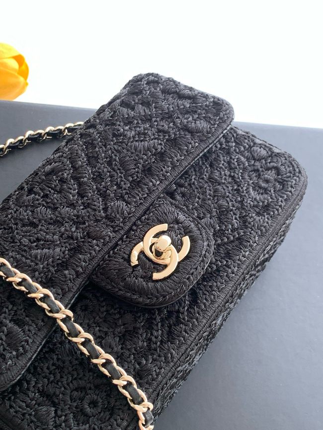 Chanel Small Flap Bag Embroidery AS4561 black