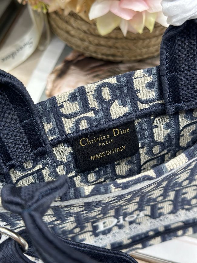Mini Dior Book Tote with Strap Embroidery M1403PE DARK BLUE
