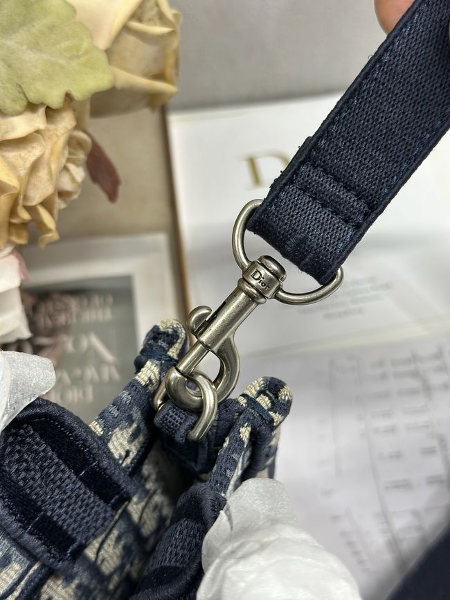 Mini Dior Book Tote with Strap Embroidery M1403PE DARK BLUE