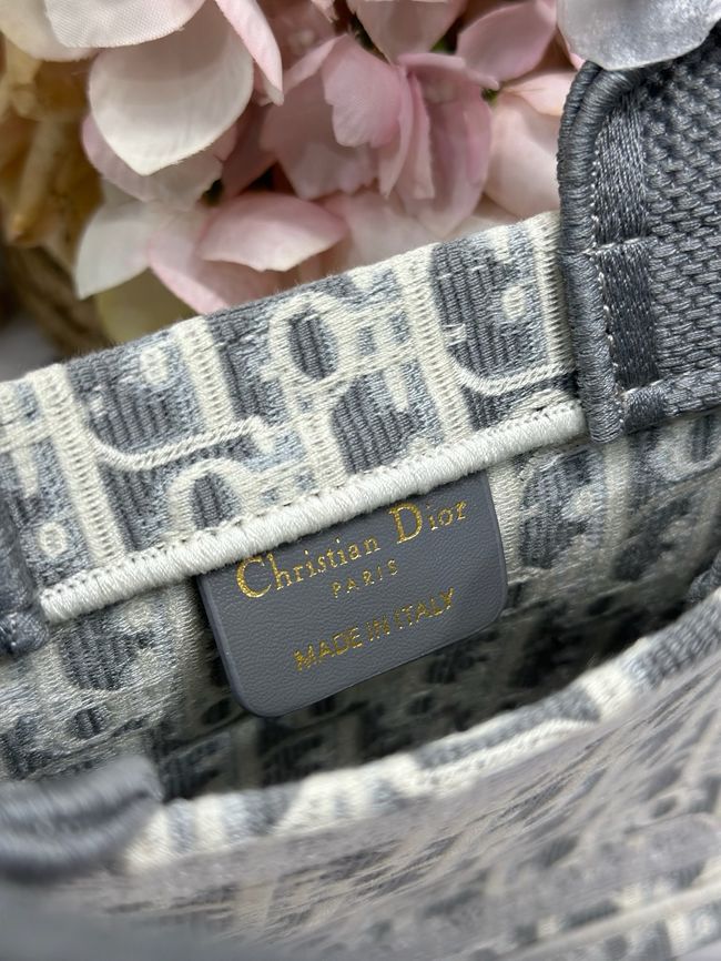 Mini Dior Book Tote with Strap Embroidery M1403PE light gray