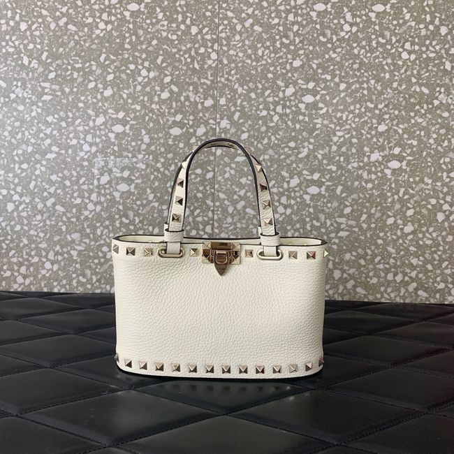 VALENTINO ROCKSTUD mini grained calfskin bag SHI16 Ivory VALENTINO ROCKSTUD mini grained calfskin bag SHI16 Ivory