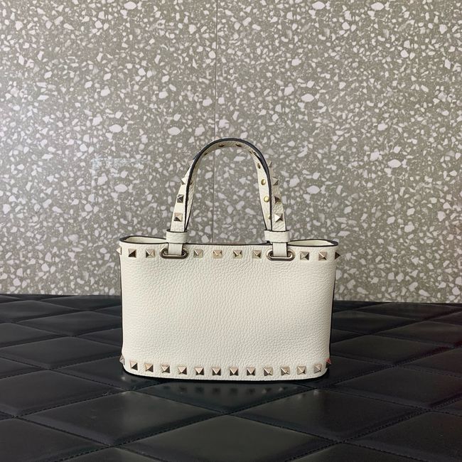 VALENTINO ROCKSTUD mini grained calfskin bag SHI16 Ivory VALENTINO ROCKSTUD mini grained calfskin bag SHI16 Ivory