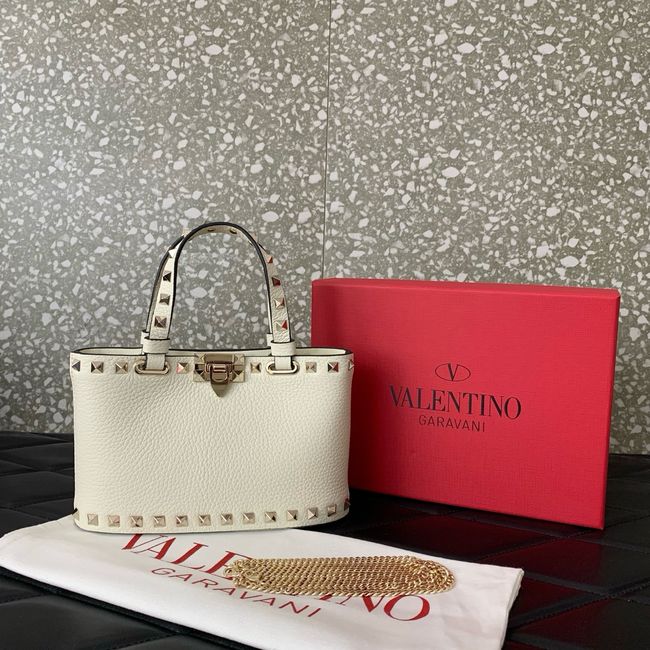 VALENTINO ROCKSTUD mini grained calfskin bag SHI16 Ivory VALENTINO ROCKSTUD mini grained calfskin bag SHI16 Ivory