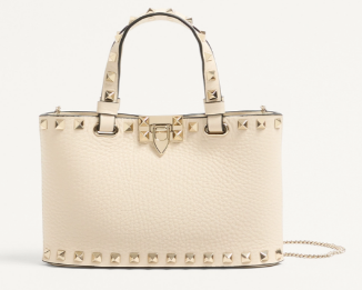 VALENTINO ROCKSTUD mini grained calfskin bag SHI16 Ivory