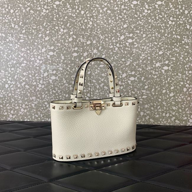 VALENTINO ROCKSTUD mini grained calfskin bag SHI16 Ivory VALENTINO ROCKSTUD mini grained calfskin bag SHI16 Ivory