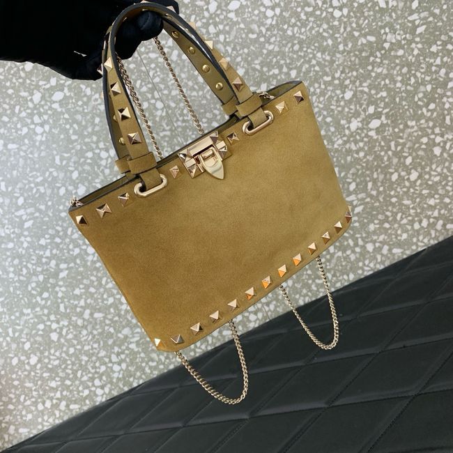 VALENTINO ROCKSTUD mini Suede leather bag SHI16 Khaki