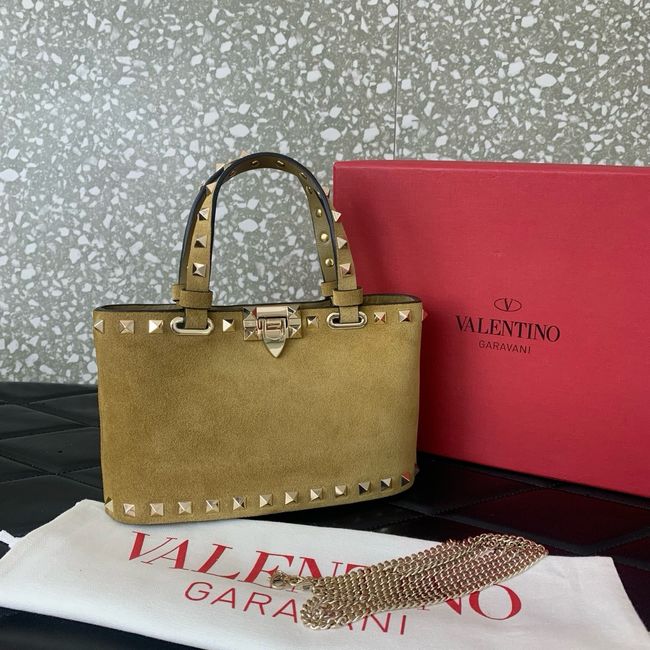 VALENTINO ROCKSTUD mini Suede leather bag SHI16 Khaki