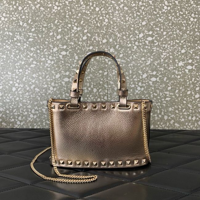 VALENTINO ROCKSTUD mini grained calfskin bag SHI16 Champagne gold VALENTINO ROCKSTUD mini grained calfskin bag SHI16 Champagne gold