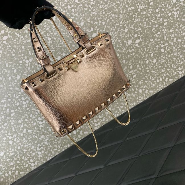 VALENTINO ROCKSTUD mini grained calfskin bag SHI16 Champagne gold VALENTINO ROCKSTUD mini grained calfskin bag SHI16 Champagne gold