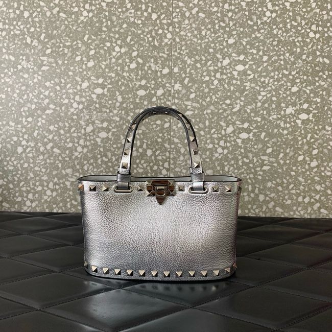 VALENTINO ROCKSTUD mini grained calfskin bag SHI16 Silver