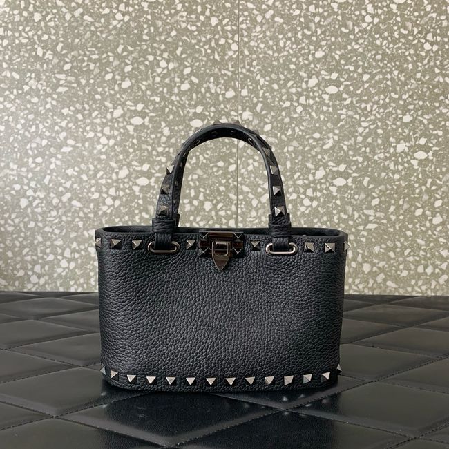 VALENTINO ROCKSTUD mini grained calfskin bag SHI16 black