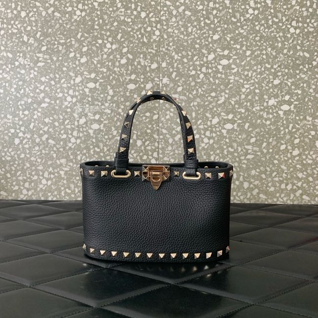 VALENTINO ROCKSTUD mini grained calfskin bag SHI16 black&gold