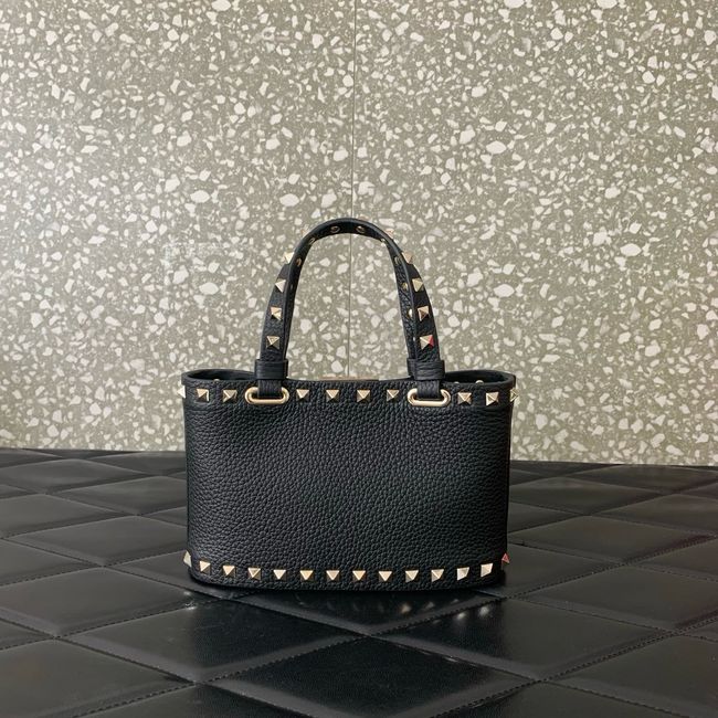 VALENTINO ROCKSTUD mini grained calfskin bag SHI16 black&gold