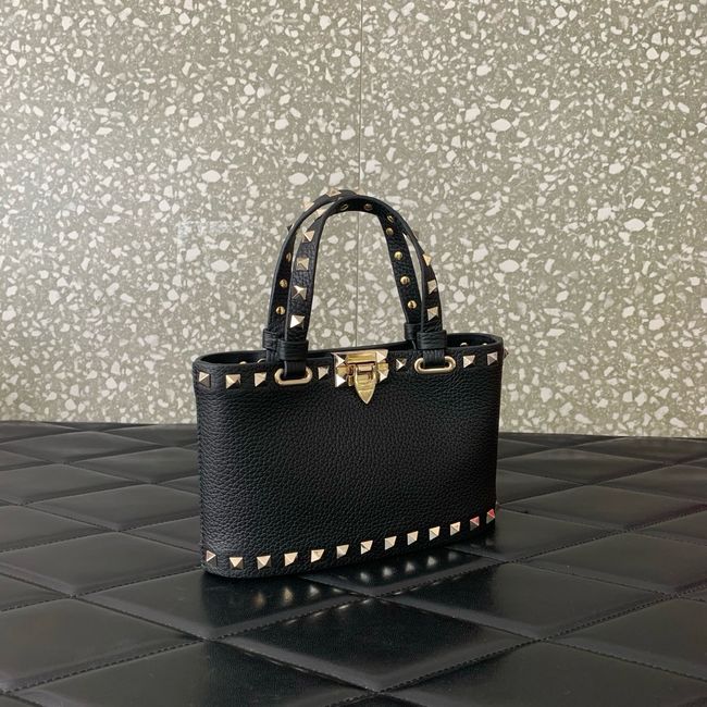 VALENTINO ROCKSTUD mini grained calfskin bag SHI16 black&gold