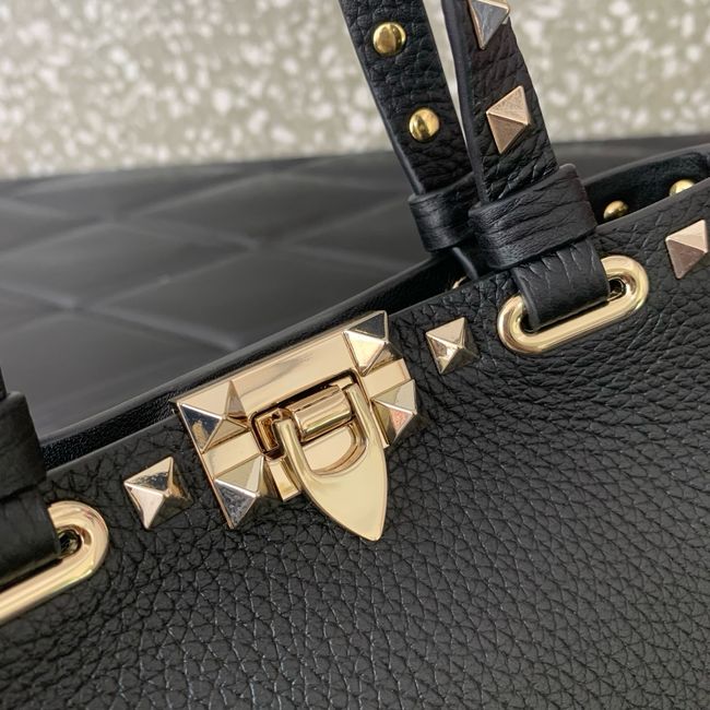 VALENTINO ROCKSTUD mini grained calfskin bag SHI16 black&gold