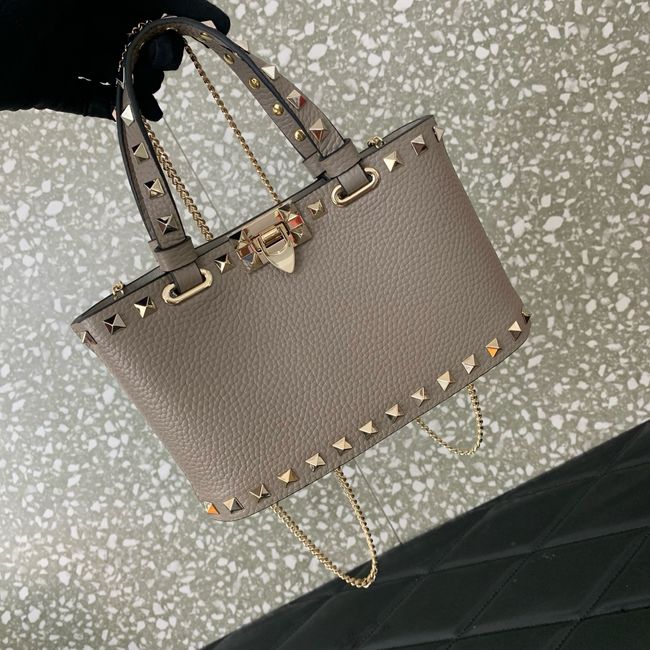 VALENTINO ROCKSTUD mini grained calfskin bag SHI16 gray VALENTINO ROCKSTUD mini grained calfskin bag SHI16 gray