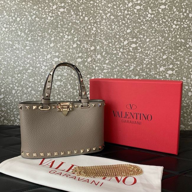 VALENTINO ROCKSTUD mini grained calfskin bag SHI16 gray VALENTINO ROCKSTUD mini grained calfskin bag SHI16 gray