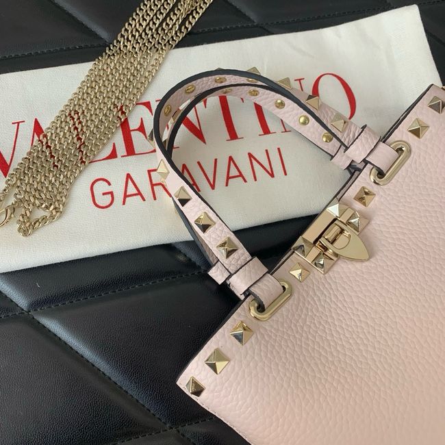 VALENTINO ROCKSTUD mini grained calfskin bag SHI16 light pink