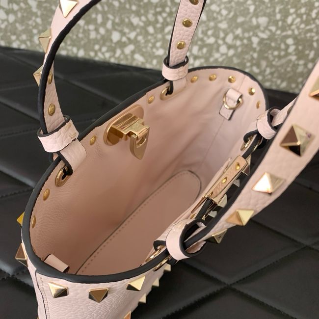 VALENTINO ROCKSTUD mini grained calfskin bag SHI16 light pink
