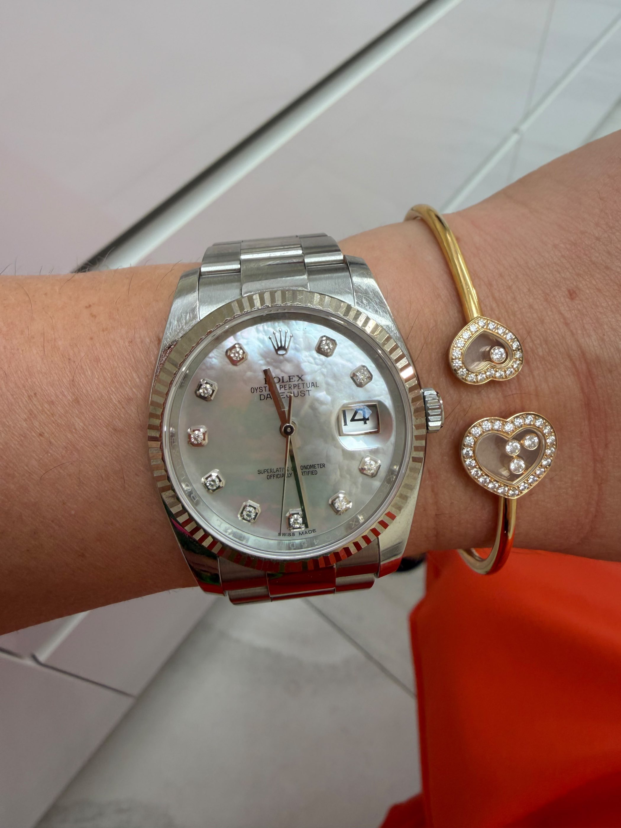 Rolex Watch Day-Date 31mm 36MM  White Fritillaria Dial Silver Bracelet RDD63289