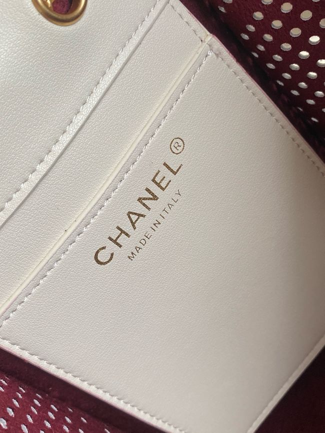 CHANEL 25 Small Handbag Perforated Calfskin AS5293 Ivory