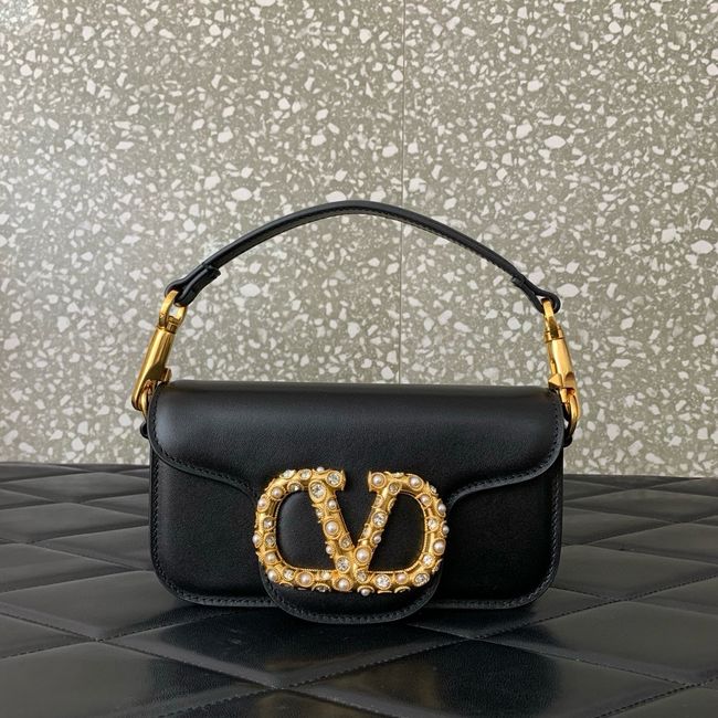 VALENTINO LOCO VLOGO SIGNATURE Small Leather bag WB0K53 BLACK