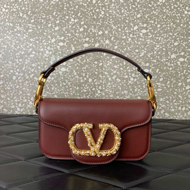 VALENTINO LOCO VLOGO SIGNATURE Small Leather bag WB0K53 burgundy